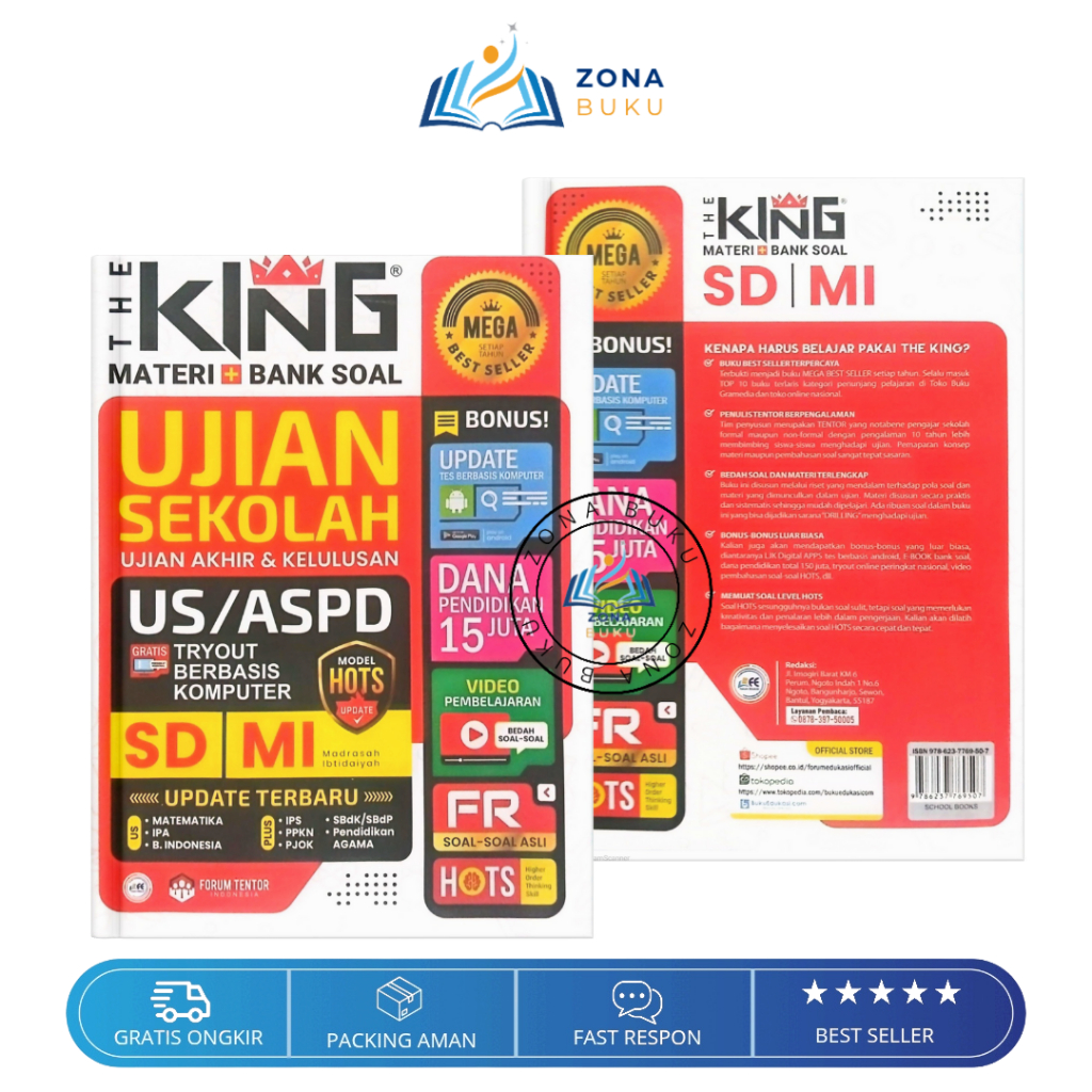Buku The King US ASPD SD MI Materi Plus Bank Soal Ujian Sekolah Akhir dan Kelulusan Best Seller