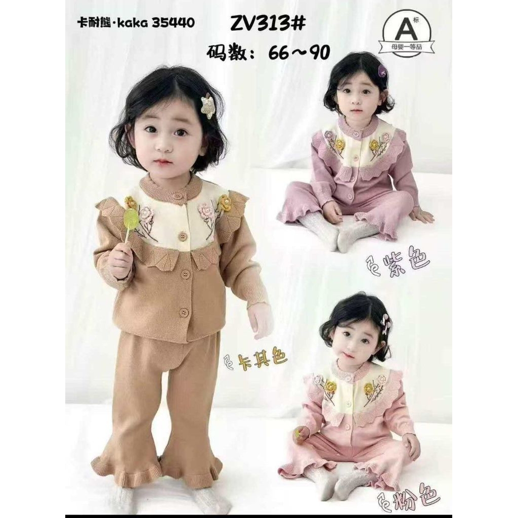 baju anak setelan rajut import wanita 2/4tahun