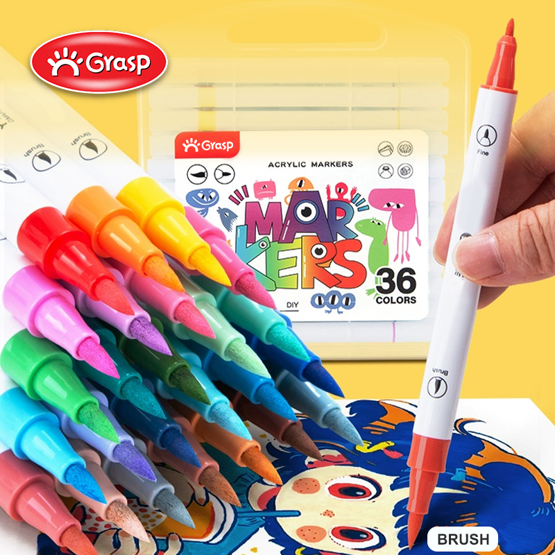 

GRASP Marker Arylic Dual Tip 12/36/48 Warna Spidol Akrilik Ujung Ganda Anti Tembus MW018