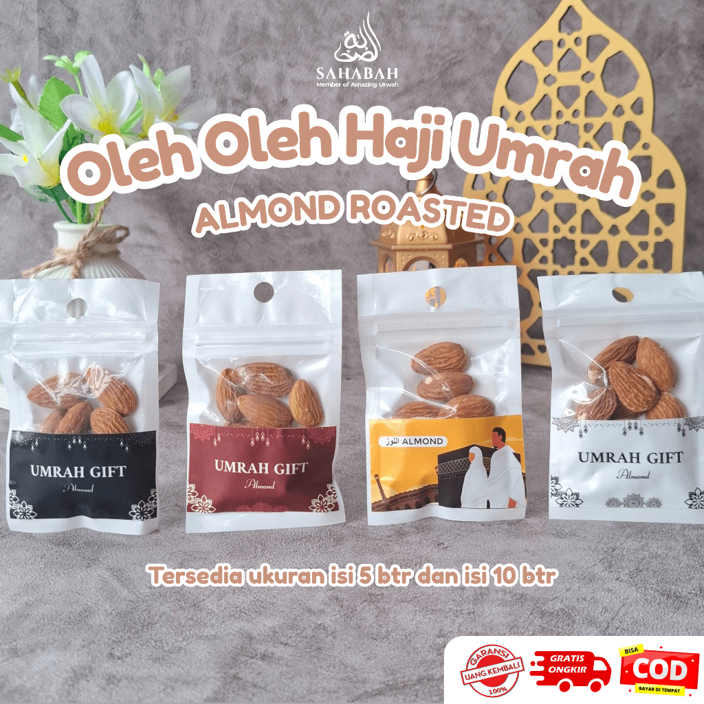 

Oleh Oleh Haji Umrah ALMOND ROASTED Premium Eksklusif Kemasan Plastik Klip Murah