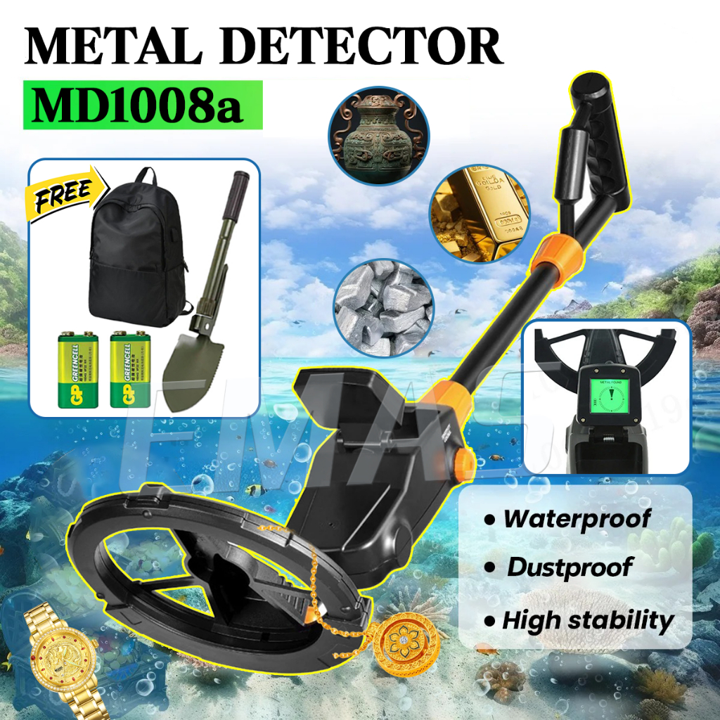 【COD】MD1008A Metal Detector Logam 2 Baterai Gold Pendeteksi Emas Underground Metal Detector Pencari 