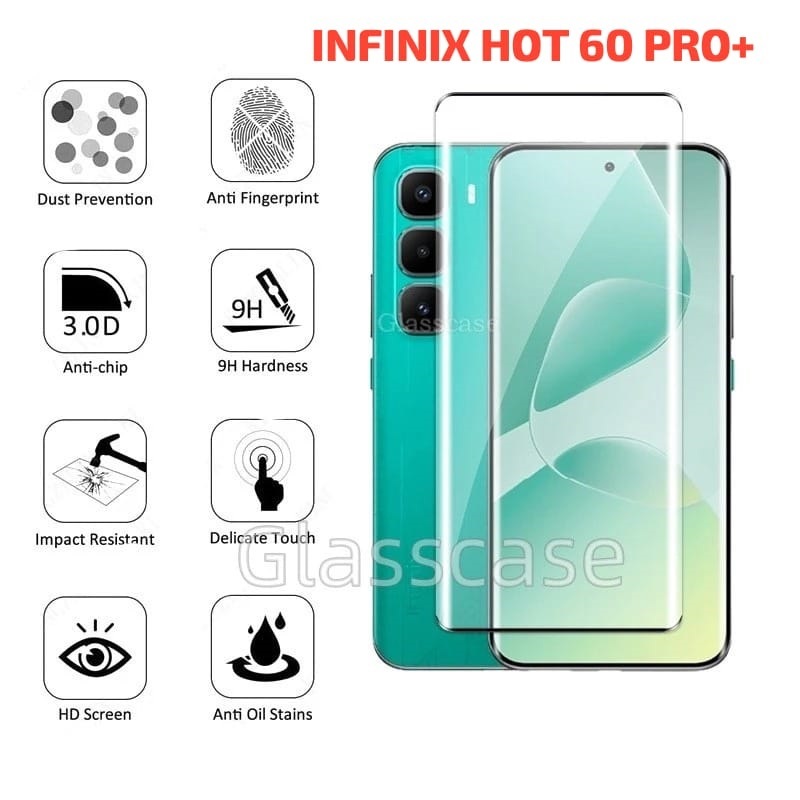 TEMPERED GLASS HP INFINIX HOT 60 PRO PLUS ANTI GORES CURVED MELENGKUNG LIQUID CAIR PELINDUNG LAYAR