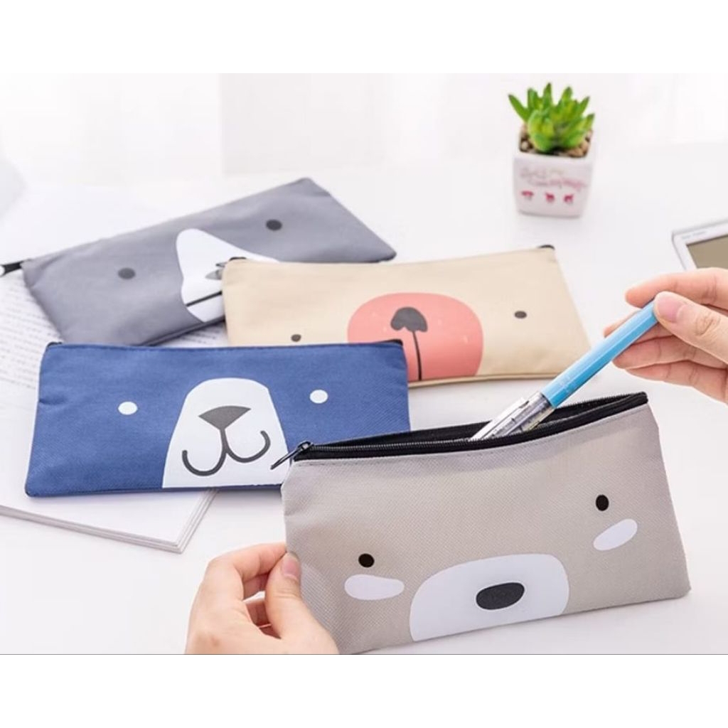 

Tempat Pensil Pulpen Kain Kanvas Karakter Hewan Lucu Kotak Pensil Serbaguna