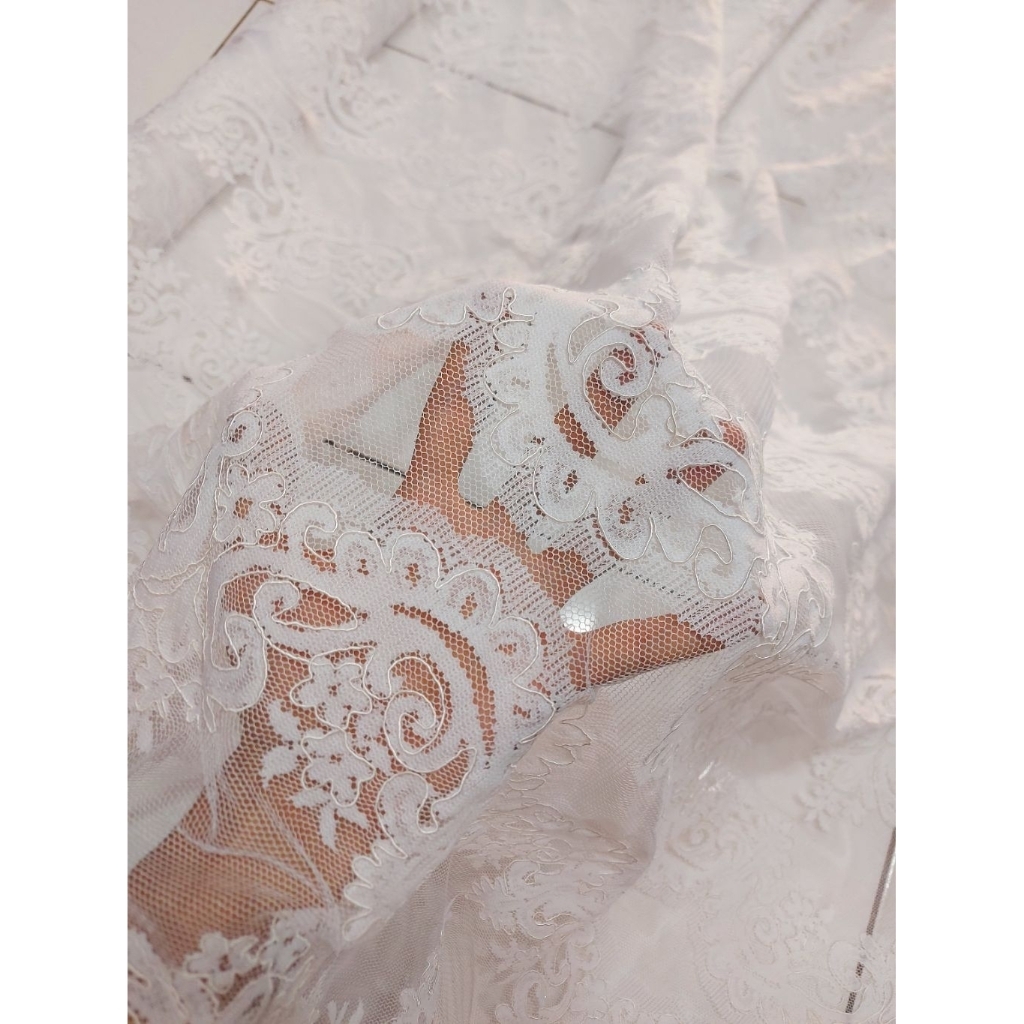 kain brokat premium  - kain brokat butik  - kain brokat original  - kain brokat meteran ( putih )ts