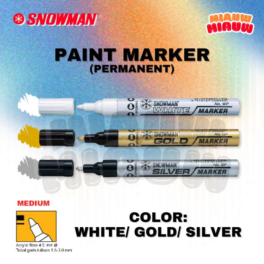 

(ECER) Snowman Paint Marker White/ Gold/ Silver | Spidol Permanent Original