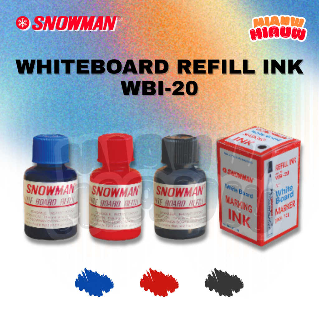 

(ECER) Refill Tinta White Board Spidol Snowman WBI-20 Hitam/ Biru/ Merah/ Tinta Isi Ulang Papan Tulis
