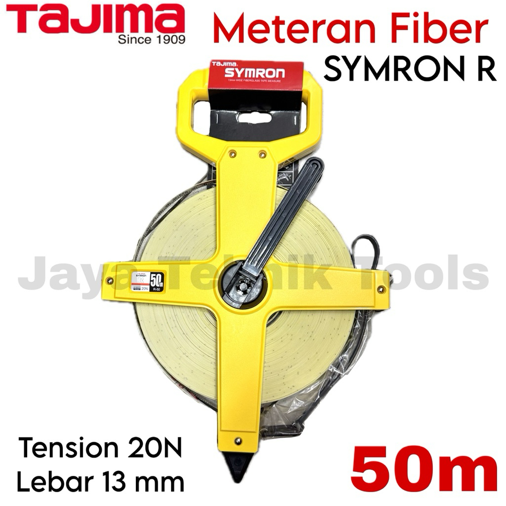 Meteran Symron Tajima 50 meter Fiber R Tancap Tanah Fiberglass Measuring Tape Roll Gulung