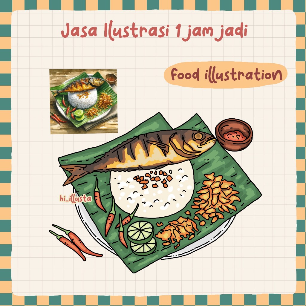 jasa ilustrasi makanan minuman food illustration kartun