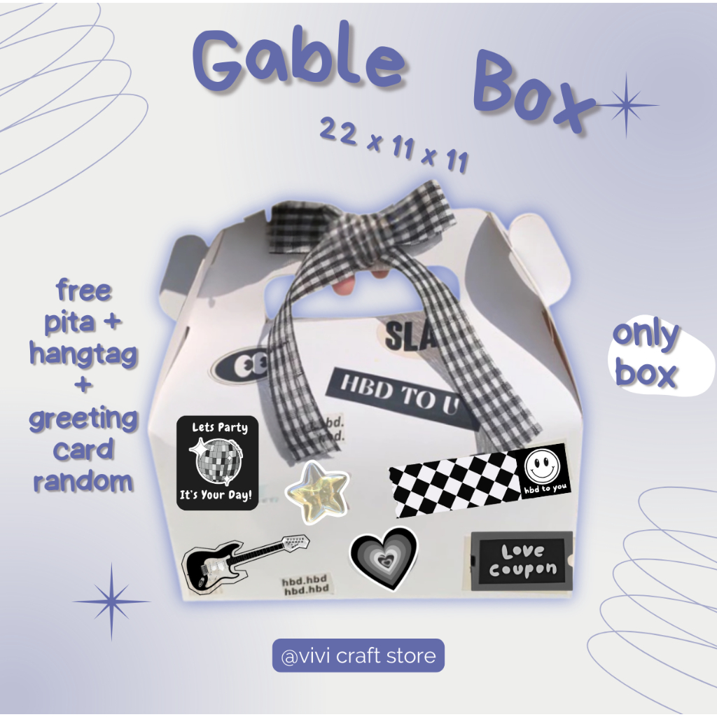 

Gable Box Gift (Only Box Tidak Include Snack) Box Hampers Ultah-Lebaran-Graduation-Valentine