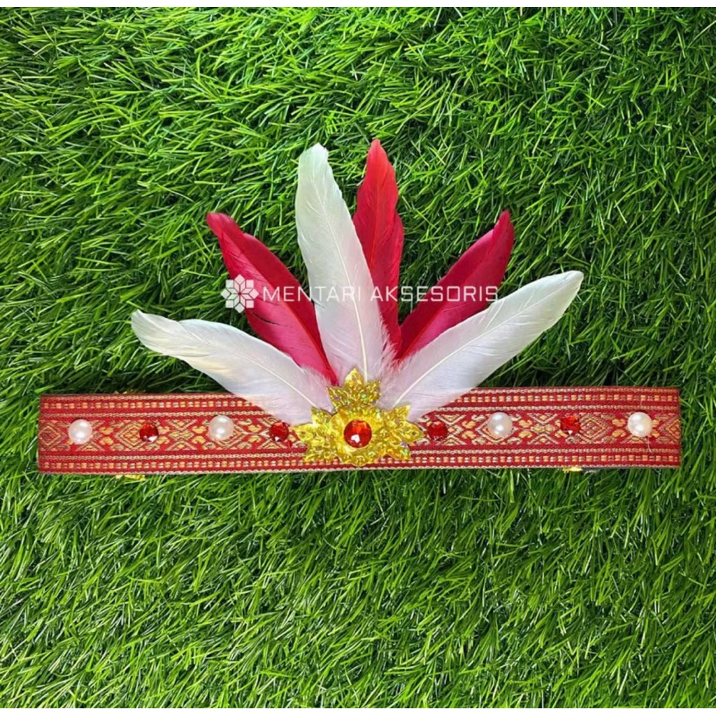 Mahkota Bulu Merah Putih / Aksesoris Kepala Terlaris