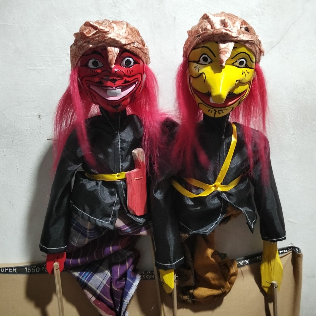 wayang golek paketan Cepot dewala bisa buka mulut rambut panjang