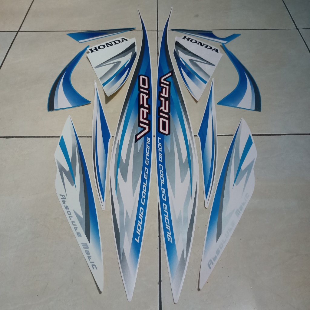 stiker striping honda vario 110 karbu 2012 2013 putih biru lis body standar berkualitas original
