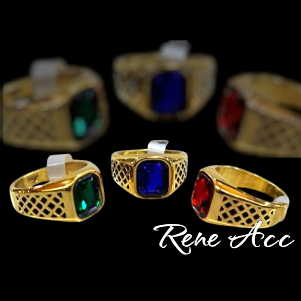 Cincin Pria Cowok Super Keren Titanium Gold emas Exclusif