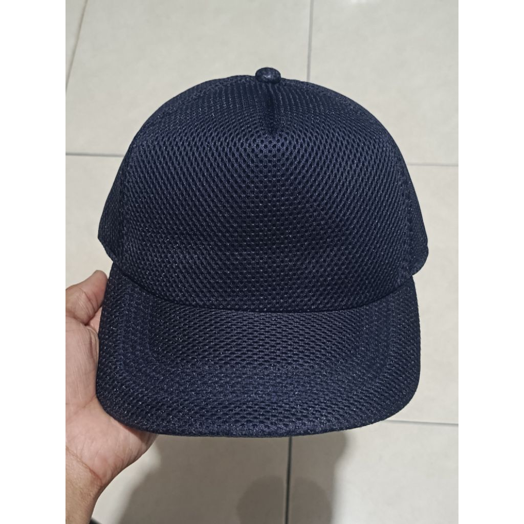 Topi jaring dobelmesh polos biru dongker