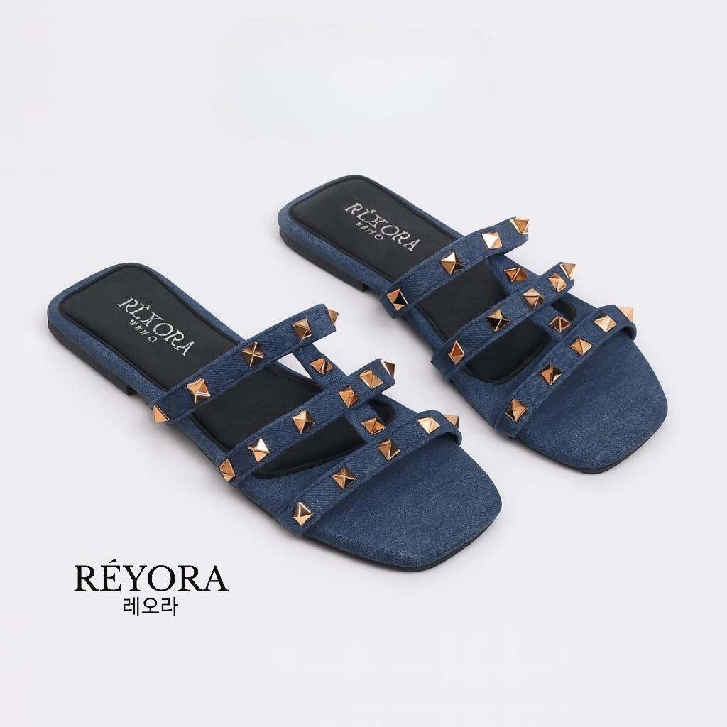 Reyora Sepatu Sandal Jeans Wanita Korea Valentino