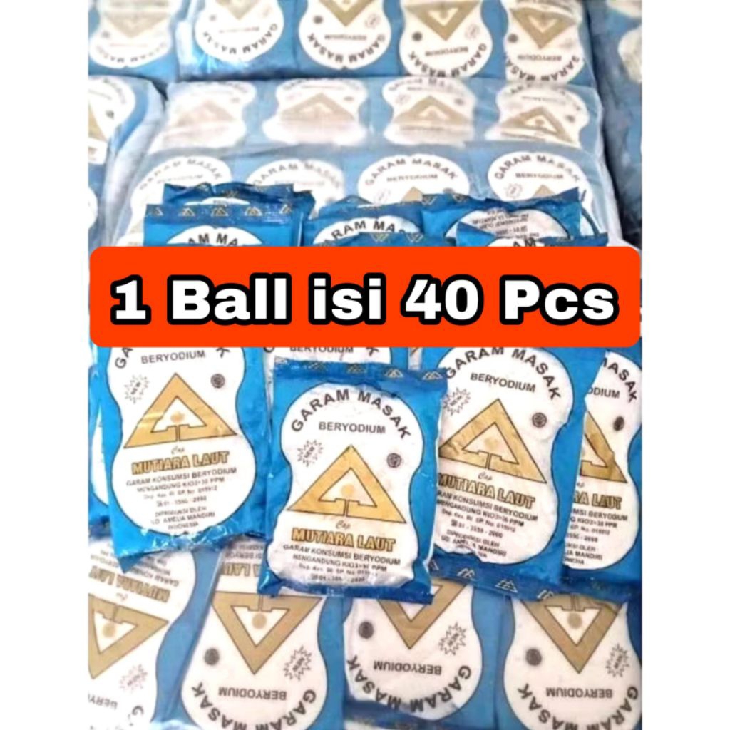 

40 Pcs Garam Halus Beryodium Cap Mutiara Laut 100gr