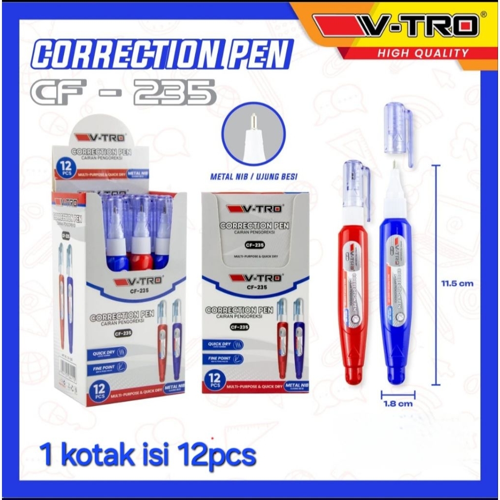 

(12 pcs) tipe X cair / correction Fluid / Cairan koreksi Pen keperluan sekolah & kantor harga murah