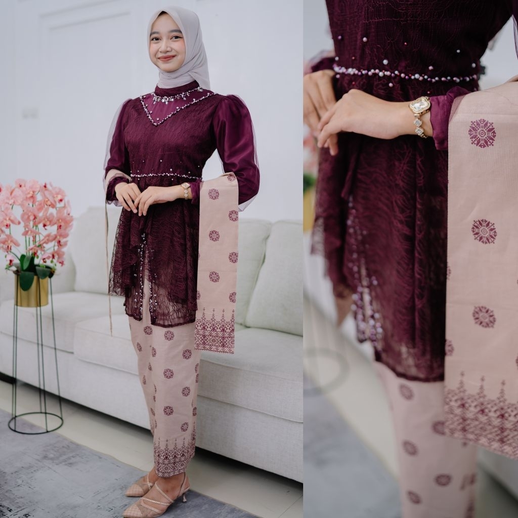 Setelan kebaya batik modern kekinian simpel elegan mewah baju kondangan wisuda lamaran  remaja
