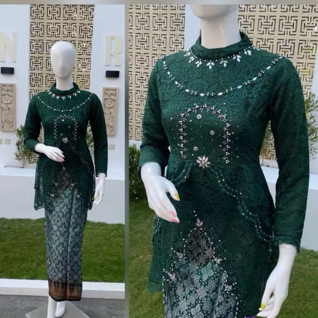 Stelan Kebaya tunik Viona payet/Kebaya Wisuda Lamaran/Tunangan Batik/ Baju Couple Kondangan/Terbaru 