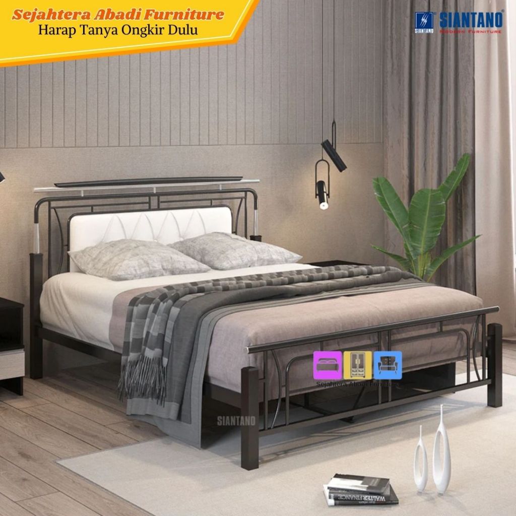 Ranjang Besi Siantano Hedy Divan Besi Uk 160 hitam & putih / BED HEDY SIANTANO FURNITURE