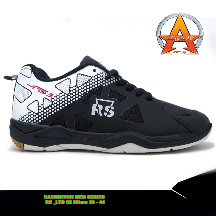 Sepatu Badminton Men Series RS_LTD 02 Hitam Putih 39 - 44
