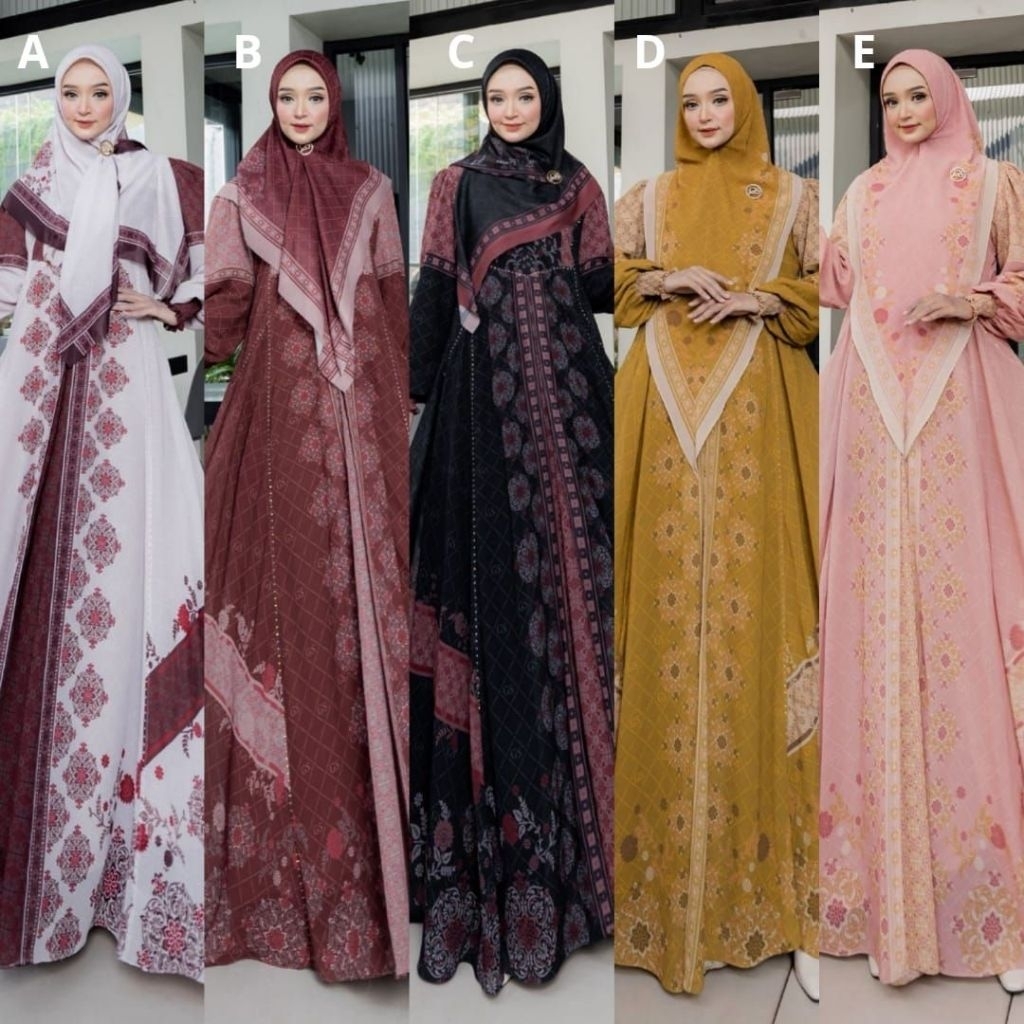 Shelin Set by Gallery Syarifah || Gamis Set Hijab Scraft & Khimar