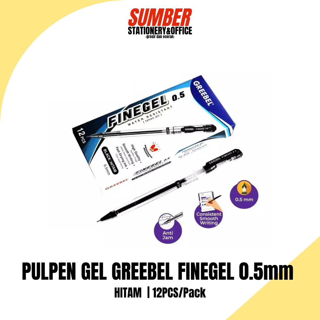 

Pulpen Fine Gel Greebel 0.5 mm Hitam [Min 3 PCS] (G-PFG)