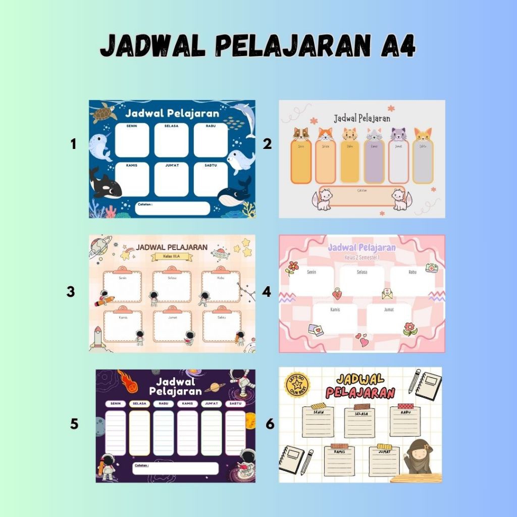 

jadwal pelajaran sekolah karakter ukuran A4 laminasi
