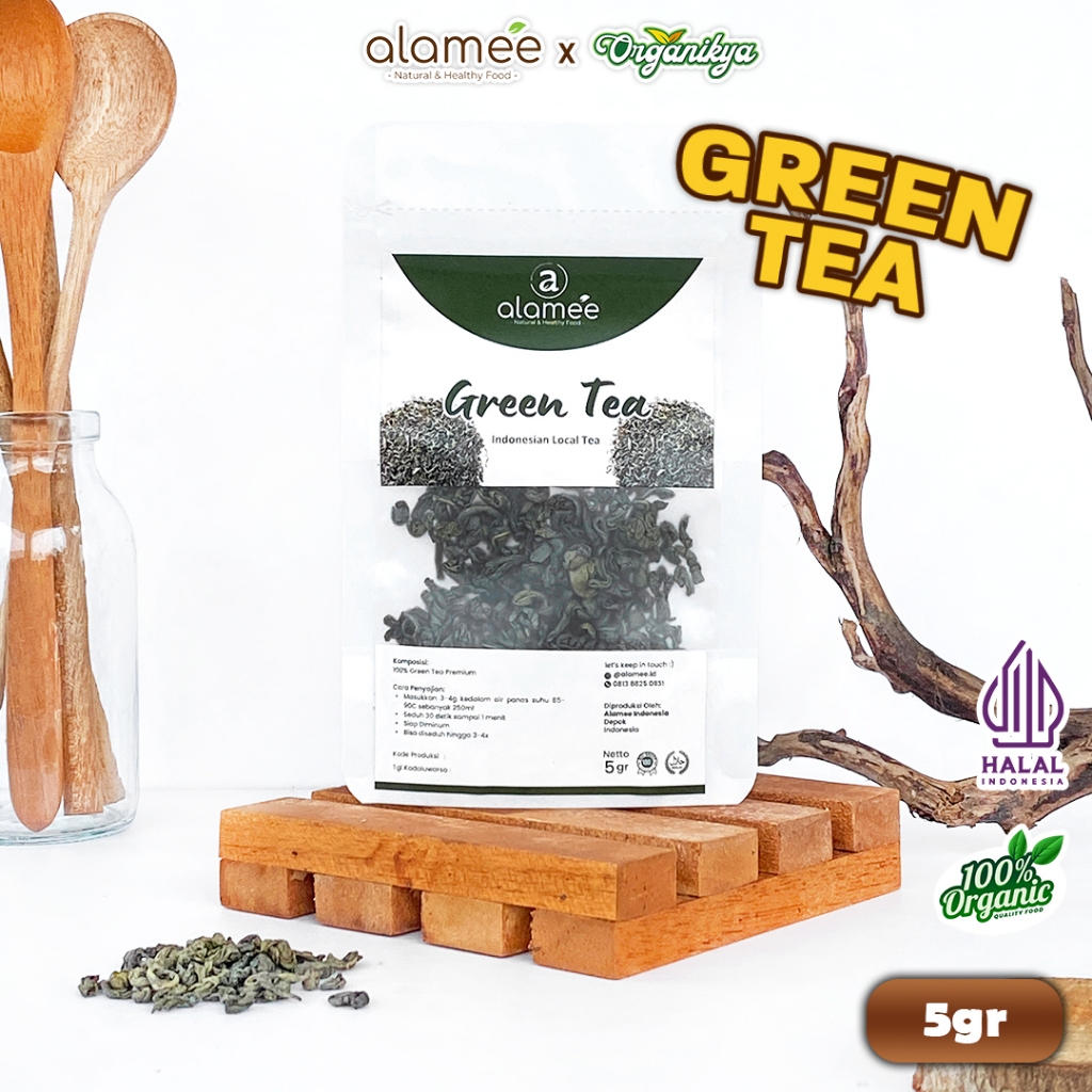 

ALAMEE Teh Hijau Green Tea Organic Kering Organik Greentea Minuman Herbal 5 gram organikya