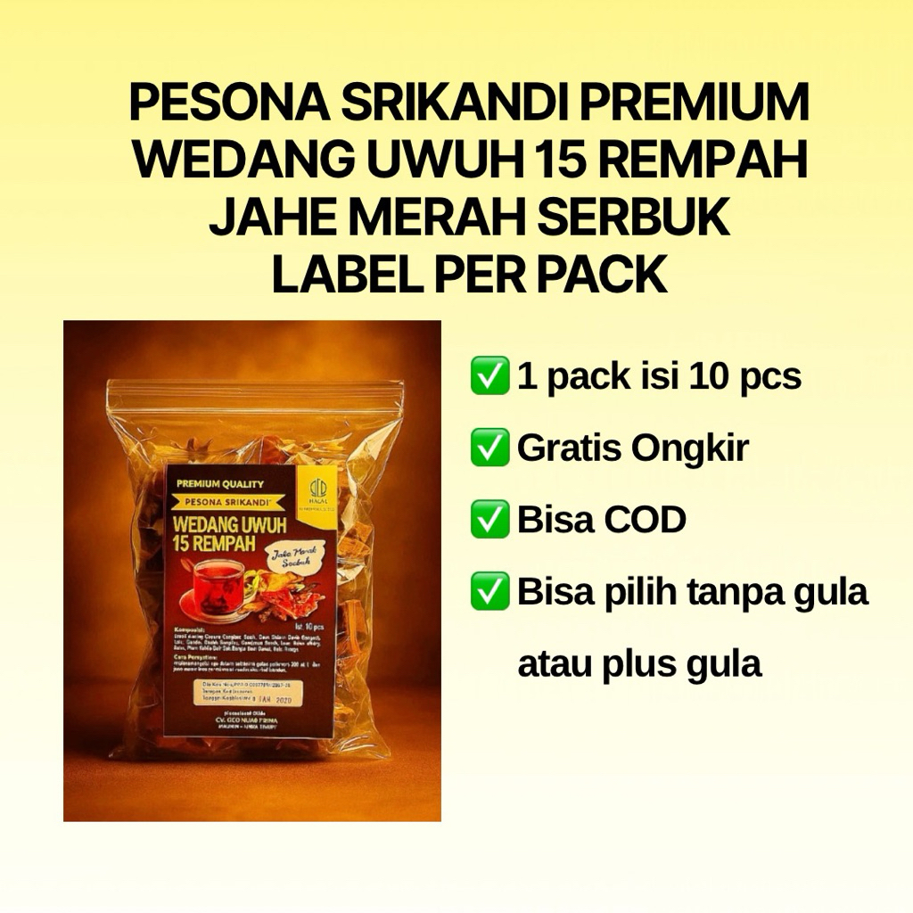 

Grosir Wedang Uwuh 15 Rempah Premium Jahe Serbuk Label Per Pack
