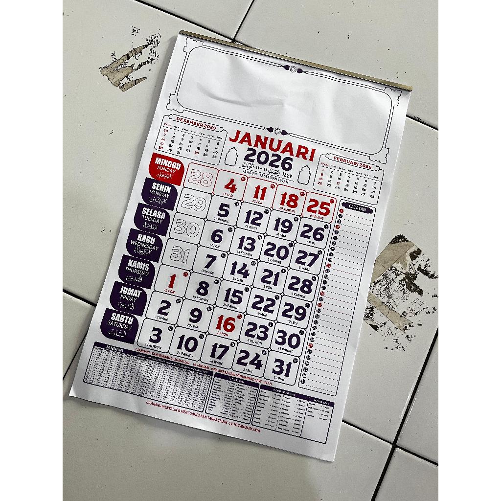 

KALENDER DINDING MASEHI 2026 TERMURAH