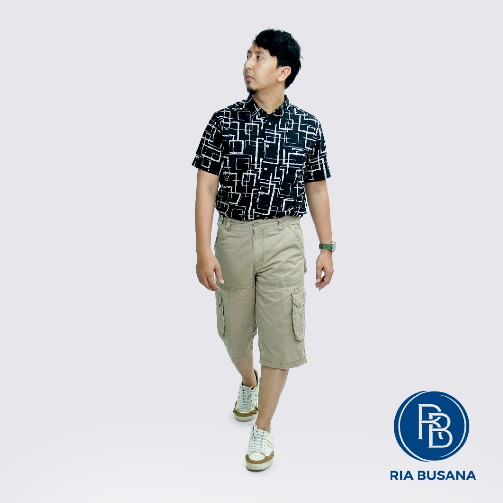 Ria Busana - Kendy - Celana Cargo Pendek Pria Polos Katun Cargo Pants