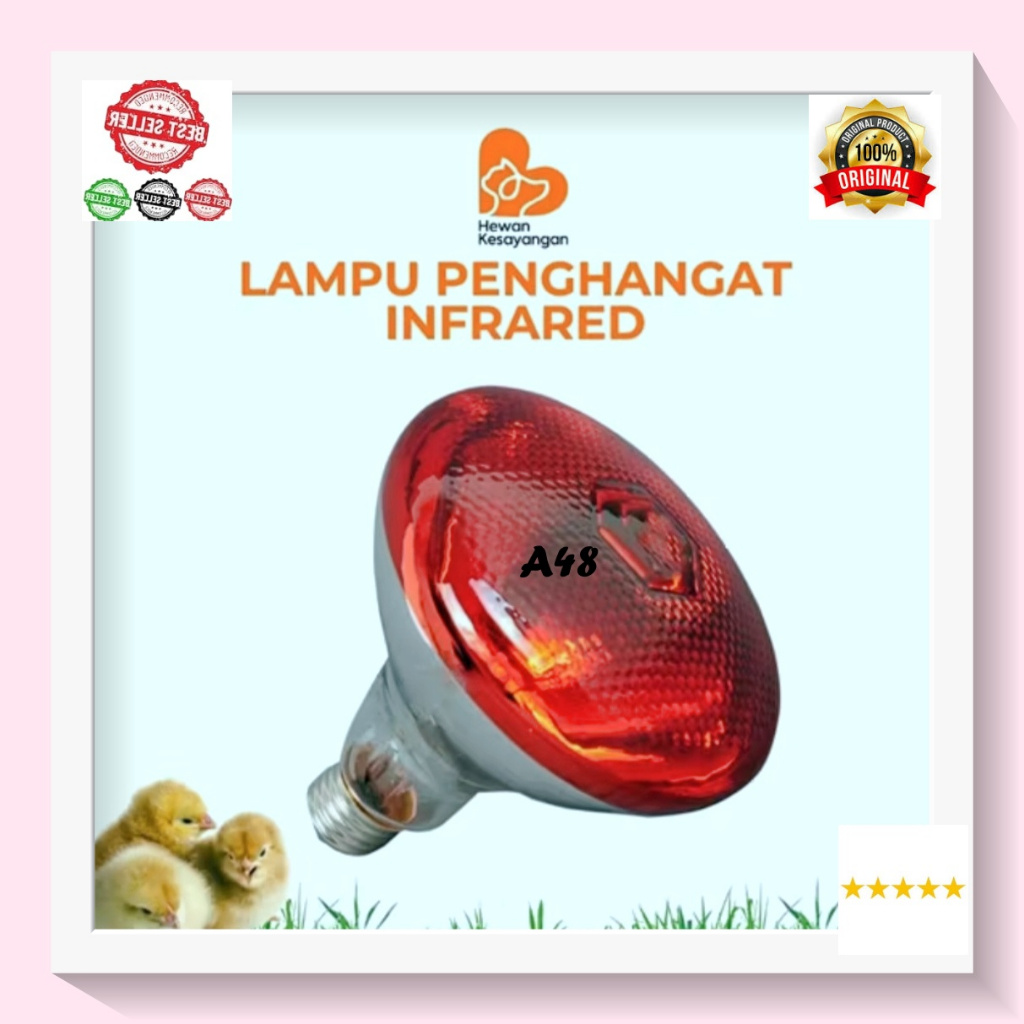 A48 Lampu terapi 100 W infrared ORI 100% PENYEMBUH SEHAT Bohlam Infra RED Merah FISIOTHERAPY Kesehat
