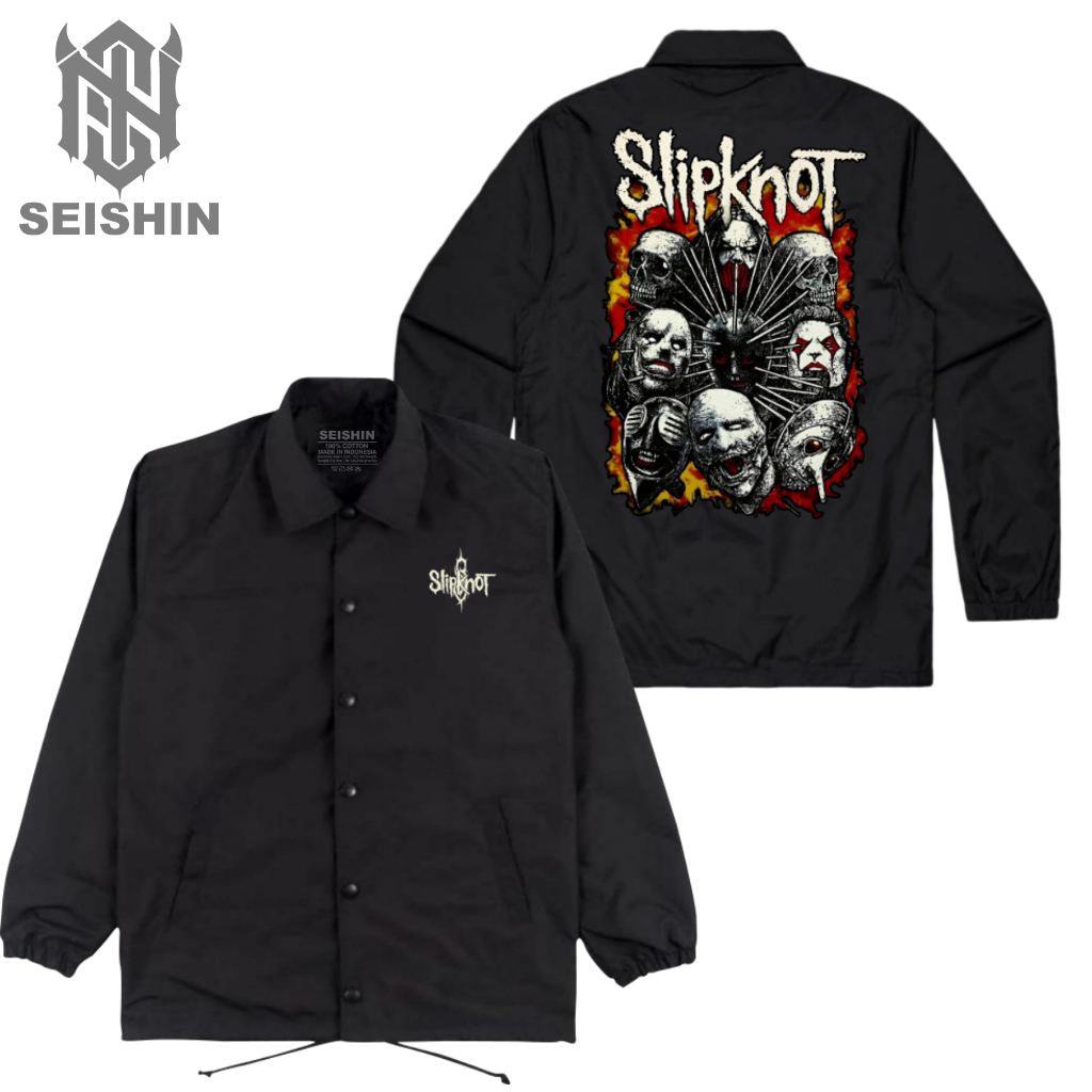 Seishin Jacket Coach Musik Slipknot face personil black jacket Unisex