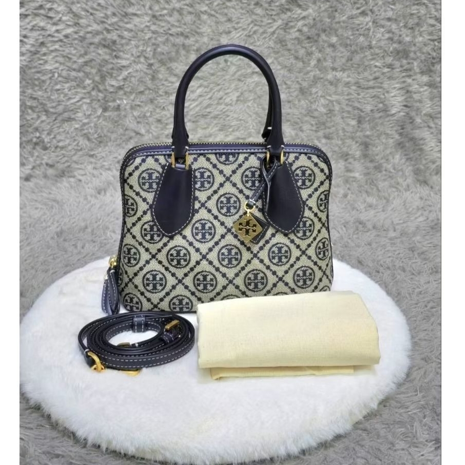 (100% ORI) TB MINI MONOGRAM JAQQUARD SWING BAG NORY NAVY