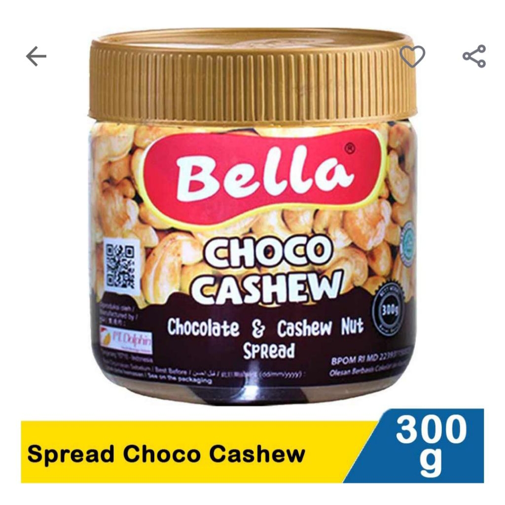 

SELAI COKLAT BELLA SPREAD CHOCO CASHEW 300 GR