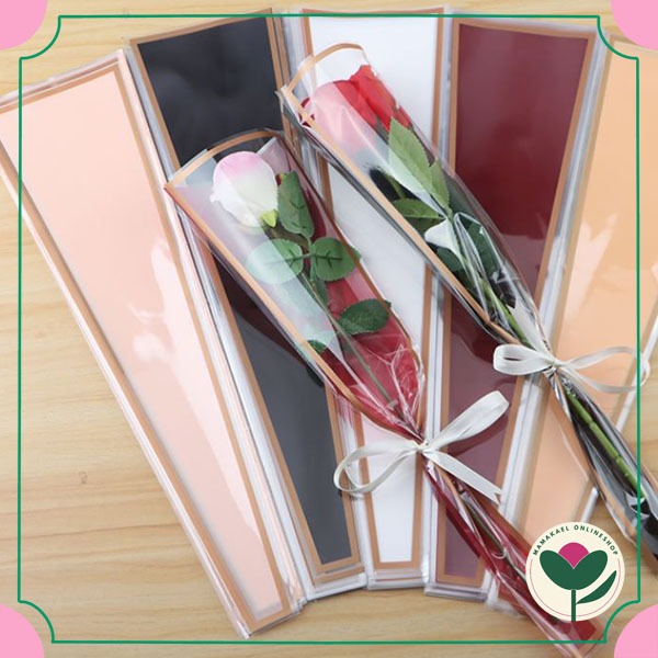 

1 set isi 5 pcs elegant single stalk flower wrapping cellophane bag kantong bunga polos isi 1 tangkai buket simple MK2021
