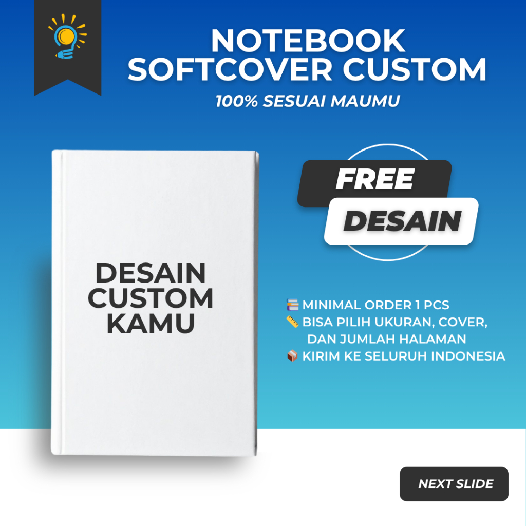 

Notebook Custom Soft Cover A5 A4 F4 – Desain Nama Logo, Pilih Garis Kotak Titik Polos, Minimal 1 Pcs