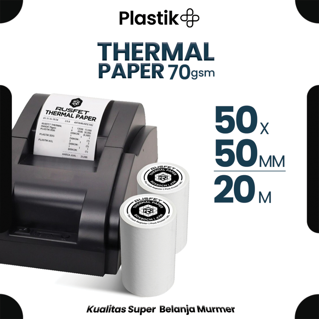 

Label Termal Rusfet Core Non Stiker 50mm X 50mm / Paper Thermal Untuk Printer Bluetooth Harga satuan