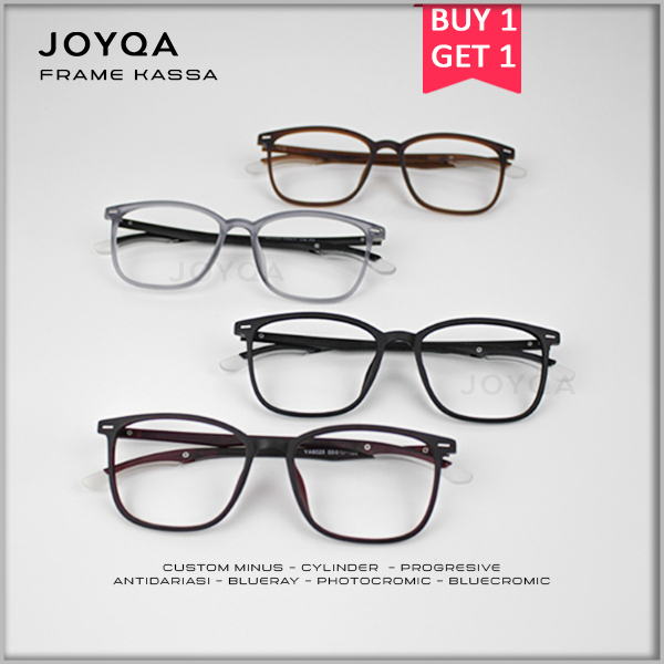 JOYQA (BUY1GET1) Kassa - Kacamata Kotak Cewe Cowo Anti Radiasi Photocromic Bluecromic Bisa Minus