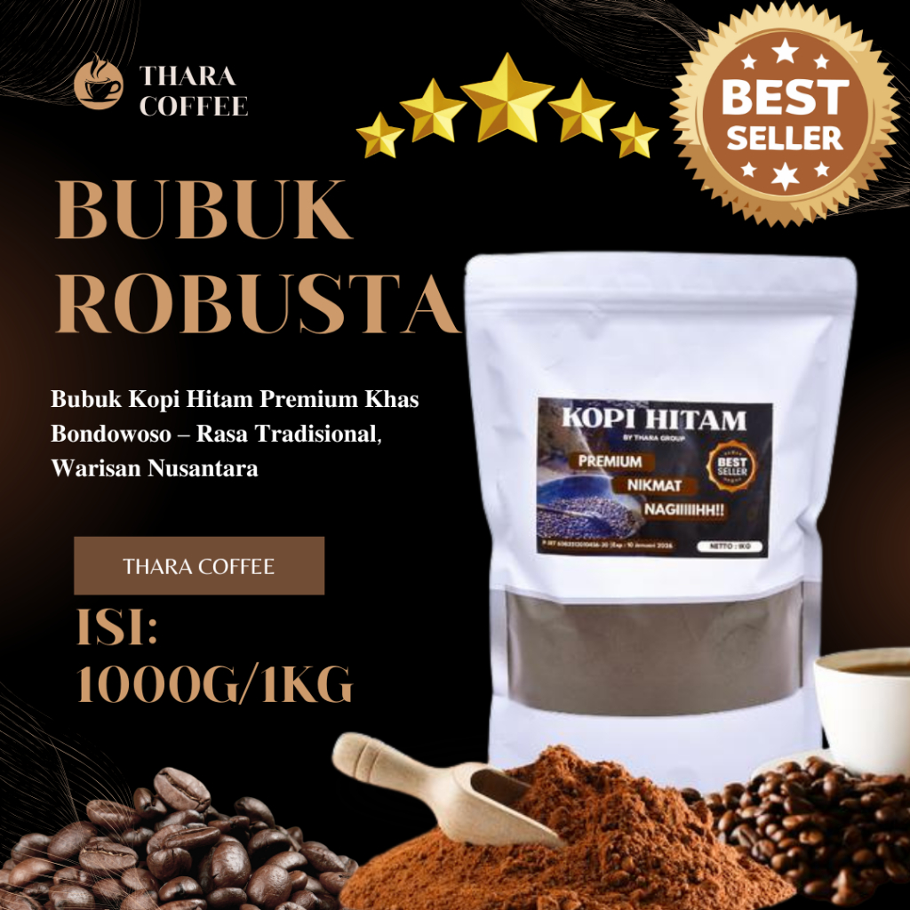 

Kopi Bubuk Robusta Premium 1KG – Kopi Hitam Khas Bondowoso Nikmat dan Wangi