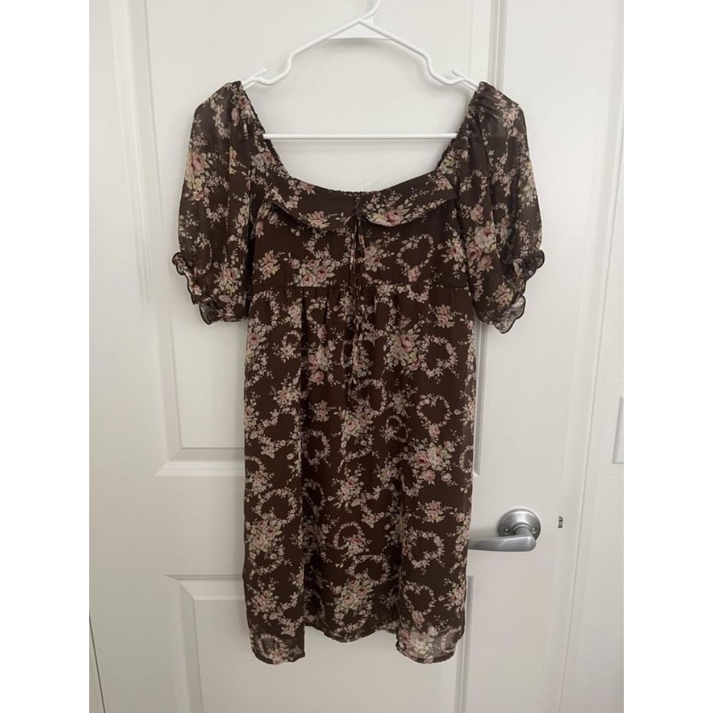 lizlisa cottage floral brown dress
