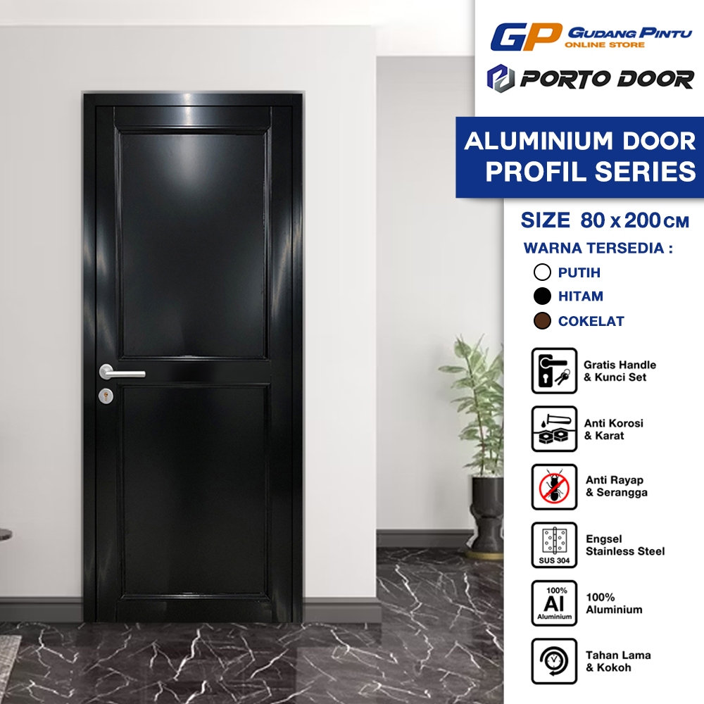 PORTO DOOR PINTU ALUMINIUM / ALUMUNIUM PROFIL SERIES CUSTOM UKURAN / PINTU KAMAR TIDUR / PINTU RUANG