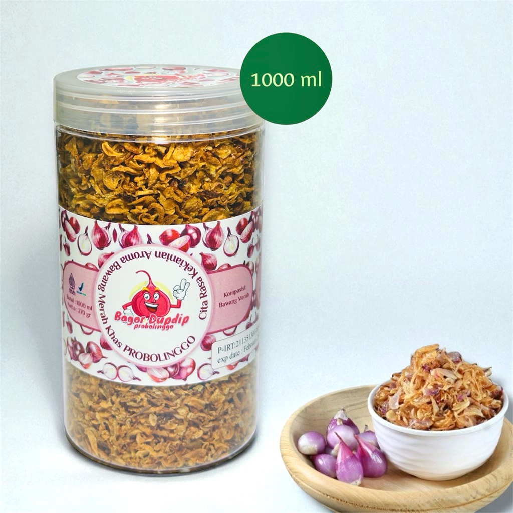 

Bawang Goreng Premium Asli Probolinggo kemasan Toples 1000 ml