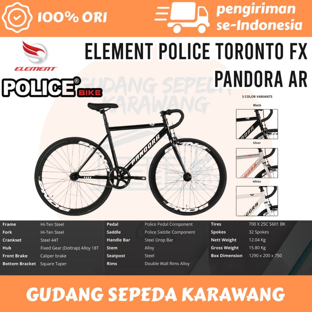 Sepeda Pixie Element Pandora AR Rem Doltrap dan U Brake Sepeda Element Pixie Pandora AR