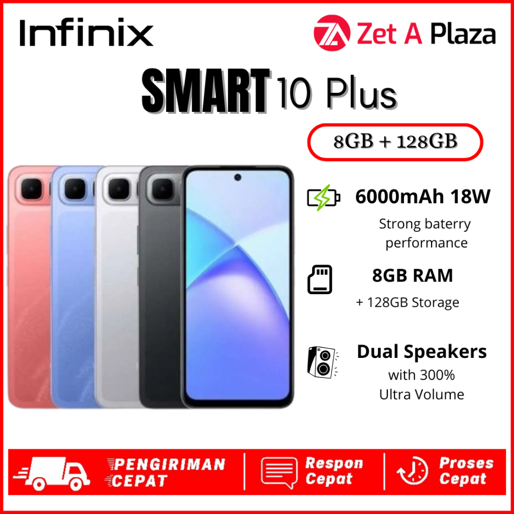 INFINIX SMART 10 Pluss 8/128GBUp to 16GB Extended RAM - 6.67 inch - 6000 mAh Baterai