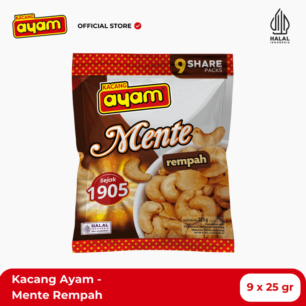 

Kacang Ayam - Kacang Mente Bawang Share Packs (9 in 1) 225gr