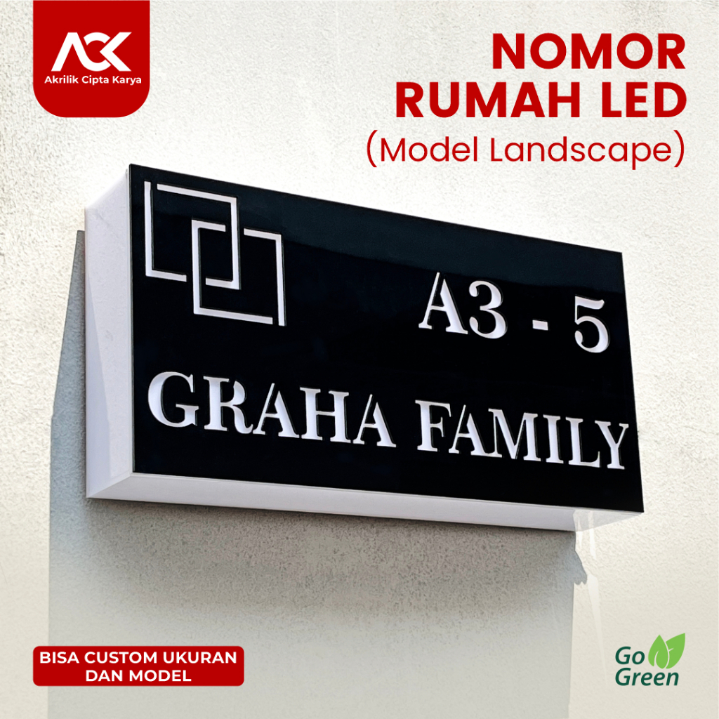 Nomor Rumah LED-Papan Alamat Model Box-Model Landscape