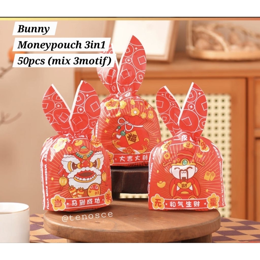 

50pcs Kantong Plastik Ikat Bunny Imlek Konien Sincia Fu Kue Bakul Natal Merry Christmas Santa Mini Souvenir Kado Hadiah Snack Cookies Permen Cokelat Model Telinga Cute Bear Birthday