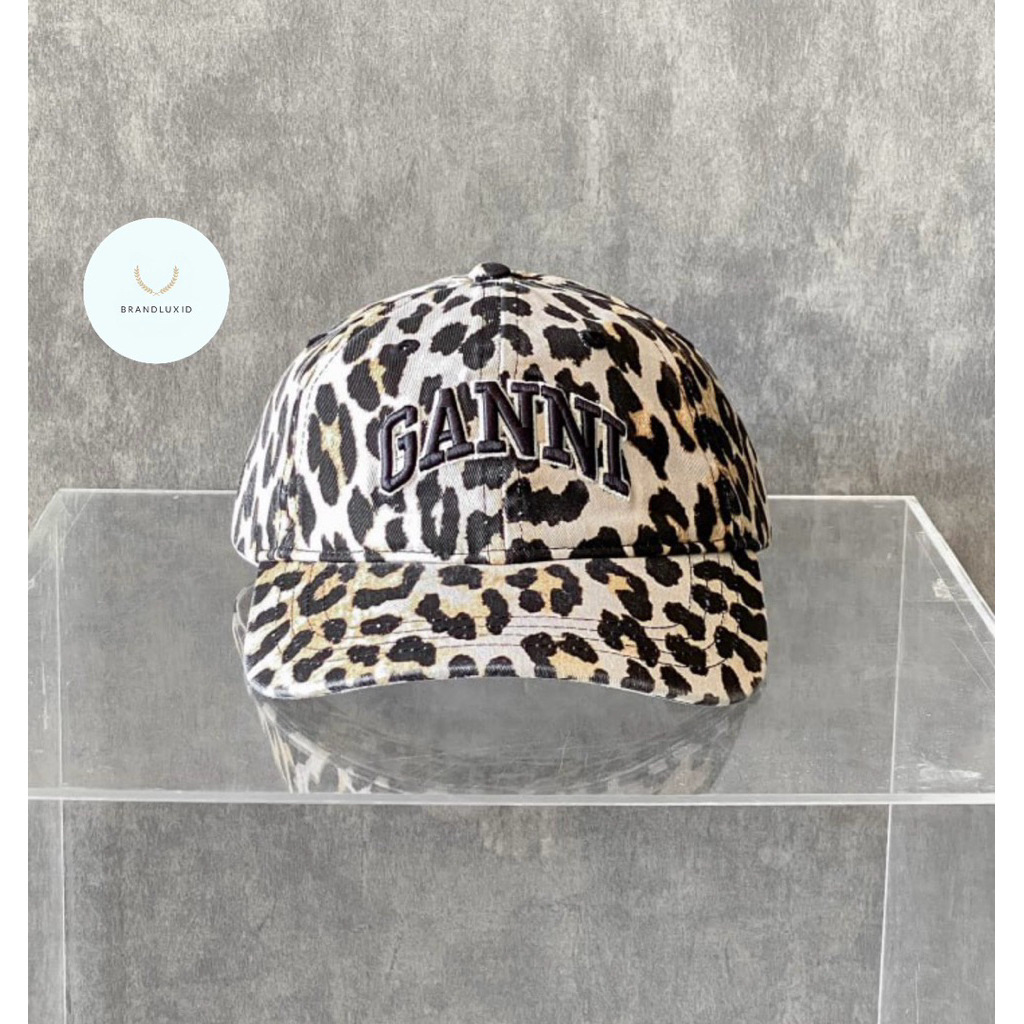 Ganni Leopard Canvas Cap